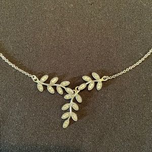 Pandora Leaf Silver CZ necklace